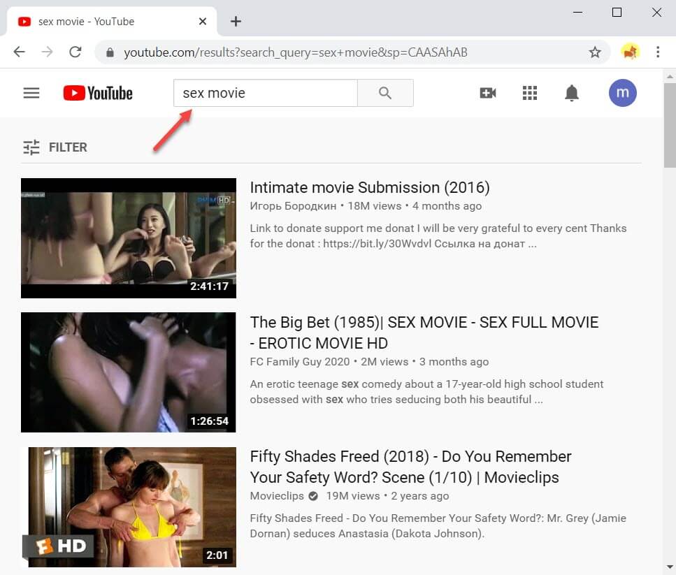 Sex movies on YouTube