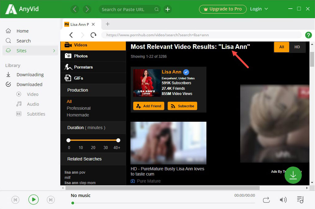 Browse Pornhub on AnyVid