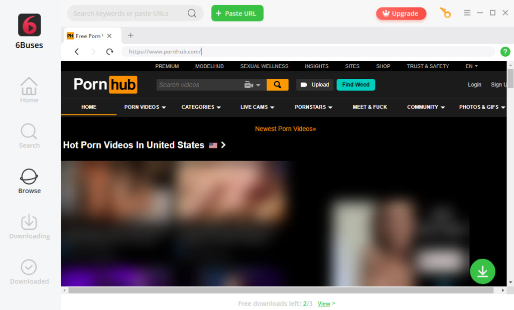Browse Pornhub with a built-in browser